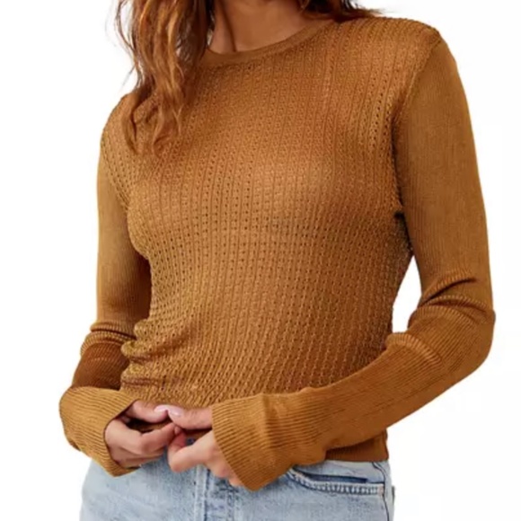 Free People H20 Crew Pullover Tiger Eye - Picture 1 of 4